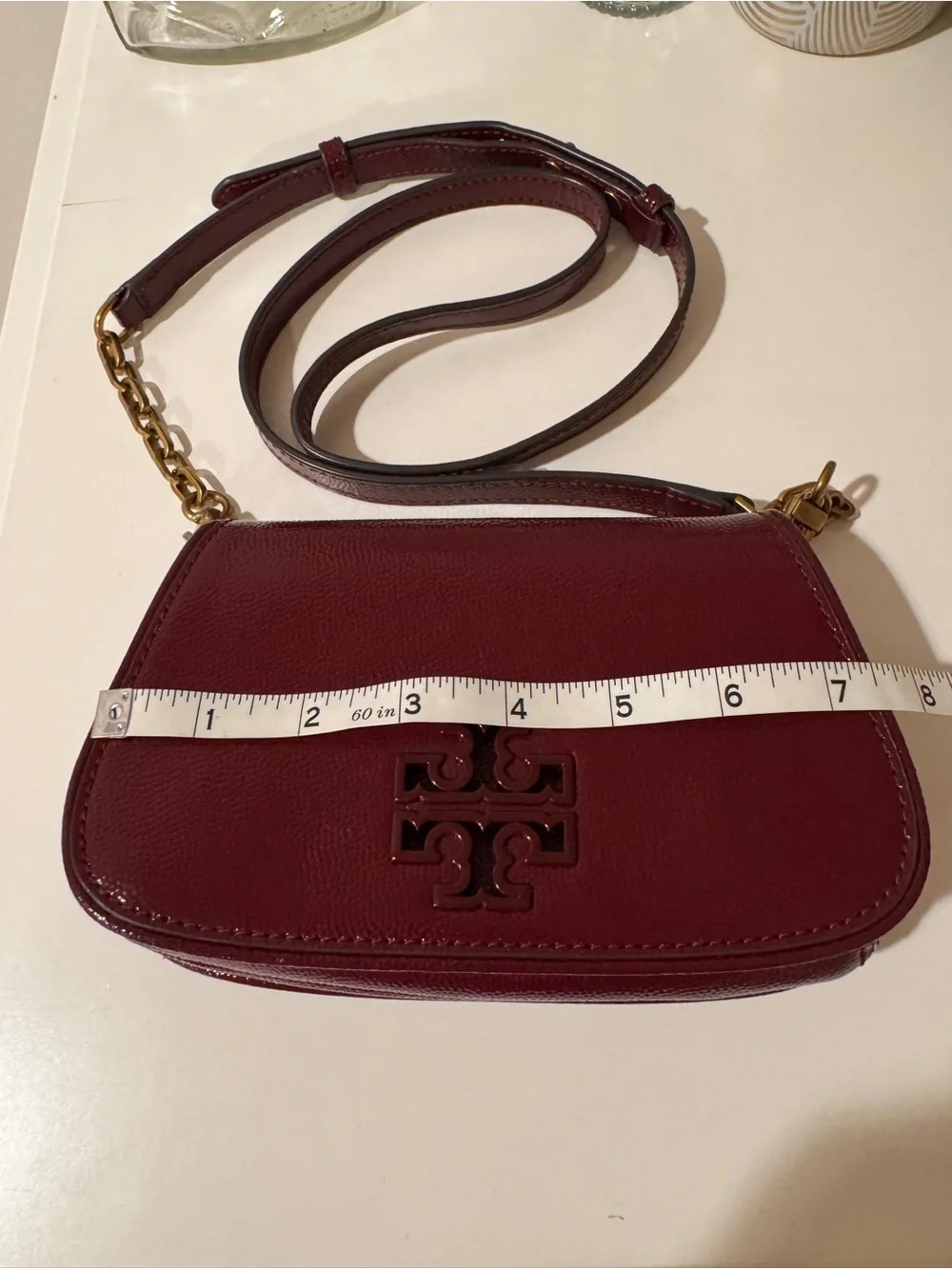 Tory Burch Britten Crossbody Burgundy Leather Gold Hardware